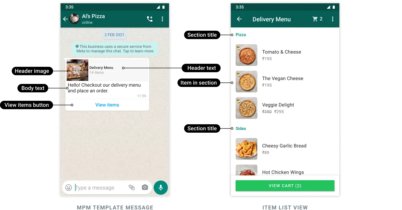 WhatsApp product template example